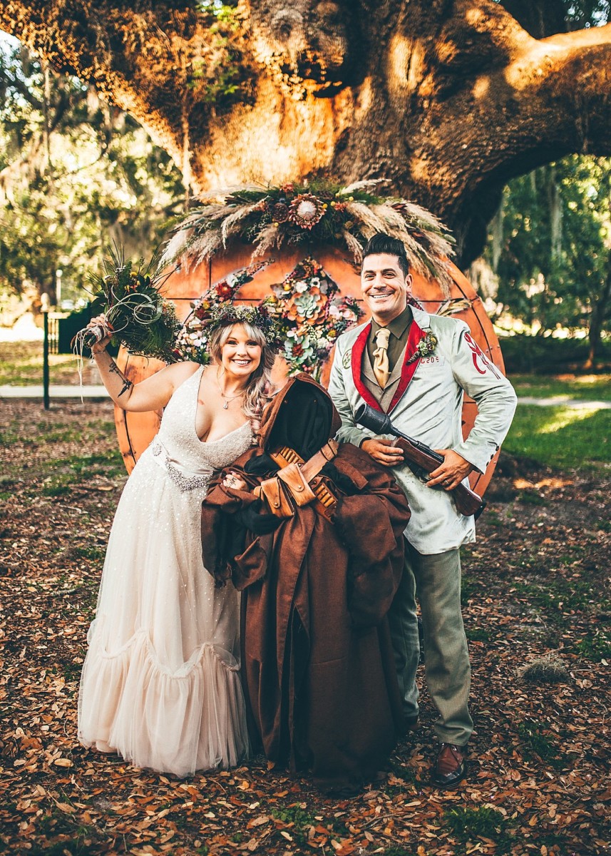creative portrait wedding photographer, central florida wedding photographer, destination wedding, orlando science center, star wars wedding, themed weddings 
