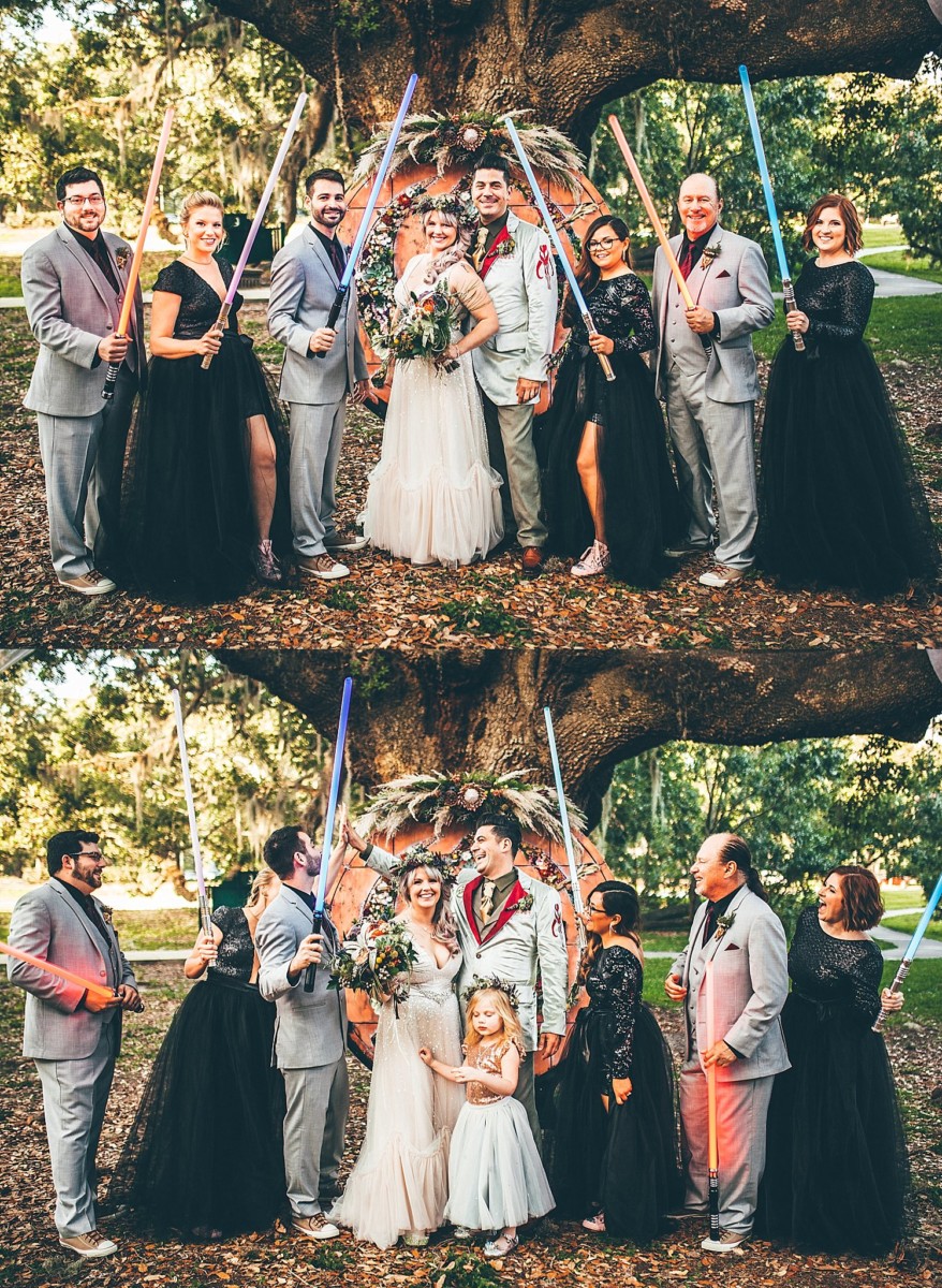 creative portrait wedding photographer, central florida wedding photographer, destination wedding, orlando science center, star wars wedding, themed weddings 
