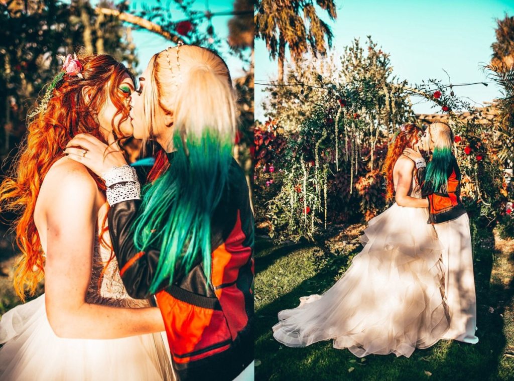 Harley Quinn Poison Ivy Wedding Photography Nick and Lauren Florida Kiss